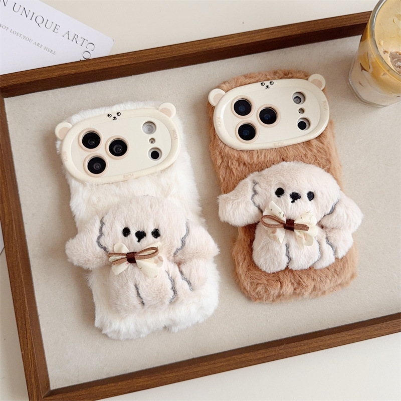 3D Cartoon Bowknot Puppy Warm  - Phone Cases Iphone 13 ulasan dan harga