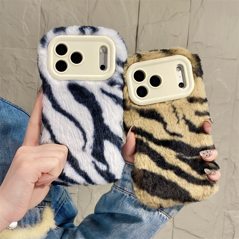 Luxury Zebra Pattern Fluffy Pl - Phone Cases Iphone 13 ulasan dan harga