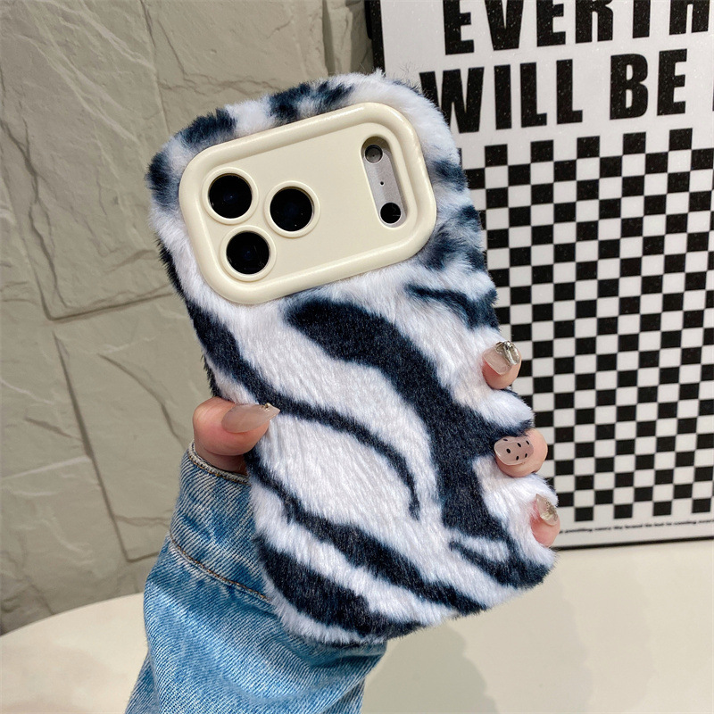 Luxury Zebra Pattern Fluffy Pl - Phone Cases Iphone 13 ulasan dan harga