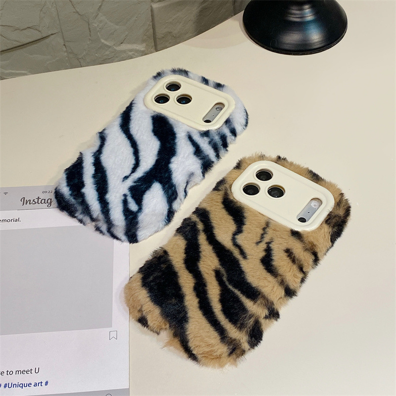 Luxury Zebra Pattern Fluffy Pl - Phone Cases Iphone 13 ulasan dan harga